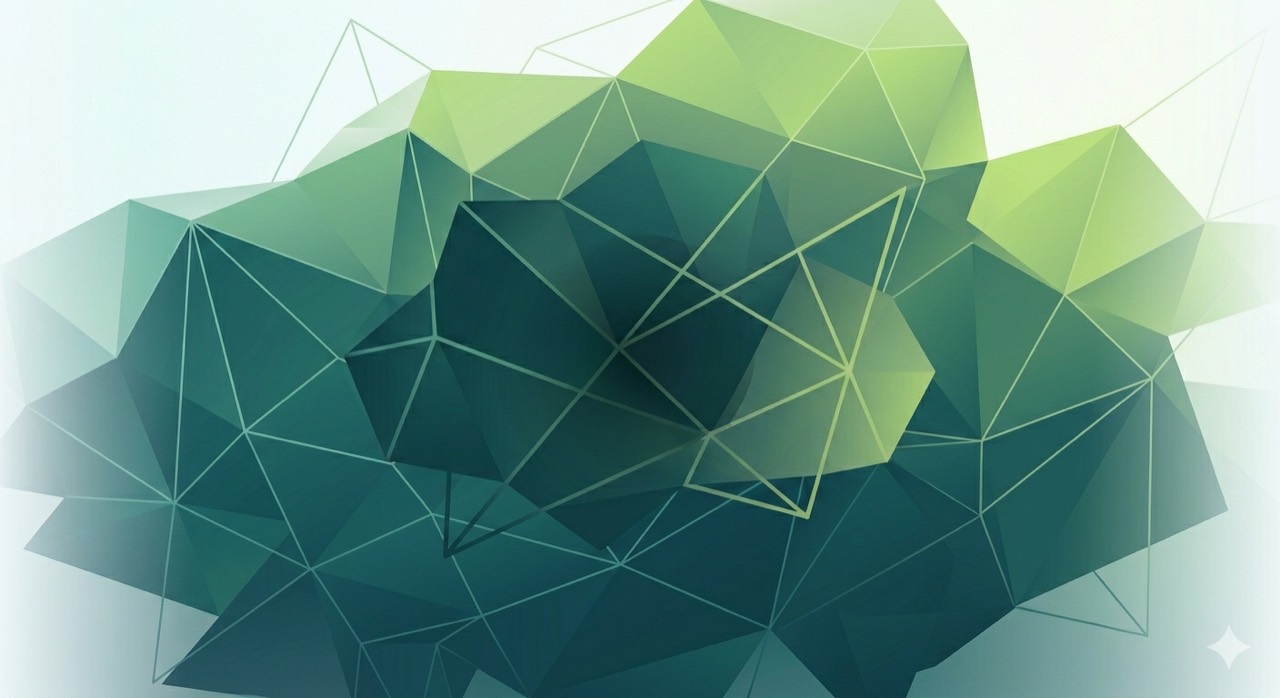 Nebula's dark teal and lime green geometric logo artwork